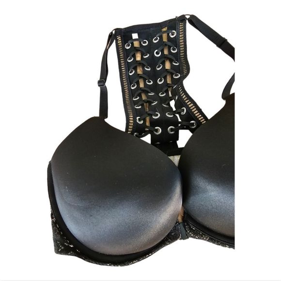 VICTORIA'S SECRET Black Corset Back Bombshell Bra - Size 34DD - Picture 2 of 7